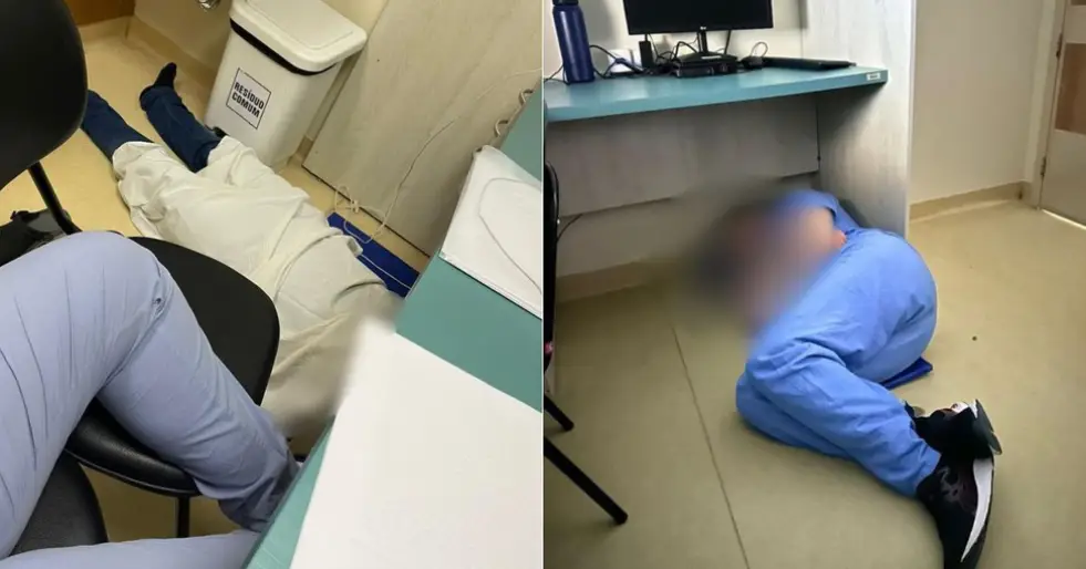 estudantes de medicina dormindo no chão